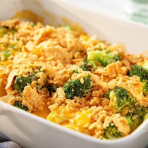 Broccoli casserole features tender green florets smothered in a rich, creamy cheddar cheese sauce.