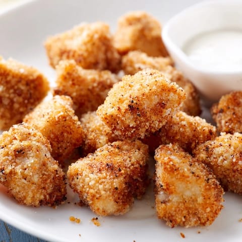 Savory Popcorn Chicken bites with a light, seasoned coating and a hint of paprika, ready to be served hot with dipping sauces.