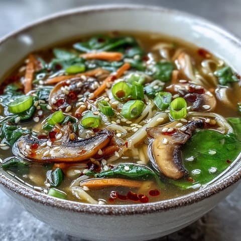 A bowl of warm miso ginger winter soup garnished with toasted sesame seeds, fresh cilantro, and chili oil, served alongside a pair of chopsticks.