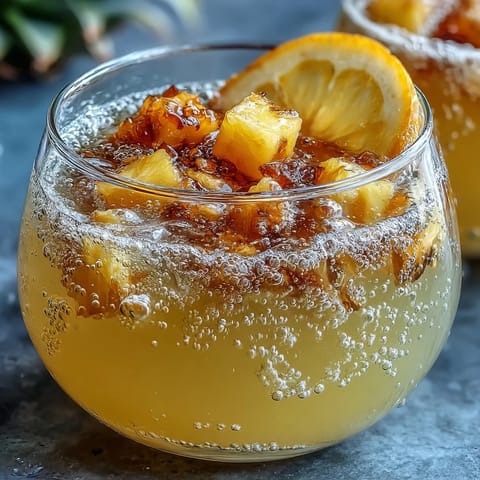 Vibrant Grad Party Punch with mango pineapple sparkling lemonade.