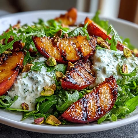 Creamy burrata meets sweet grilled peaches in this vibrant summer salad with honey.