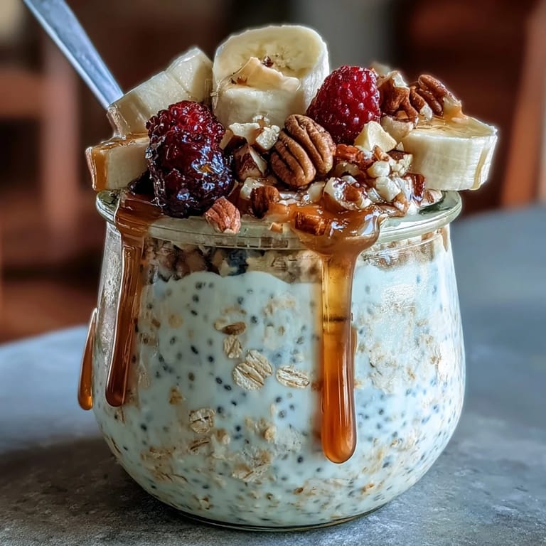 Digestible overnight oats with chia seeds, ready to enjoy with satisfyingly thick, wholesome goodness.