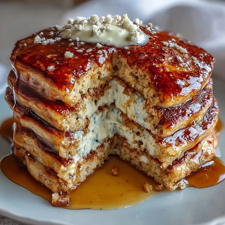 Close-up of golden Protein Power Pancakes, ready for a healthy breakfast.