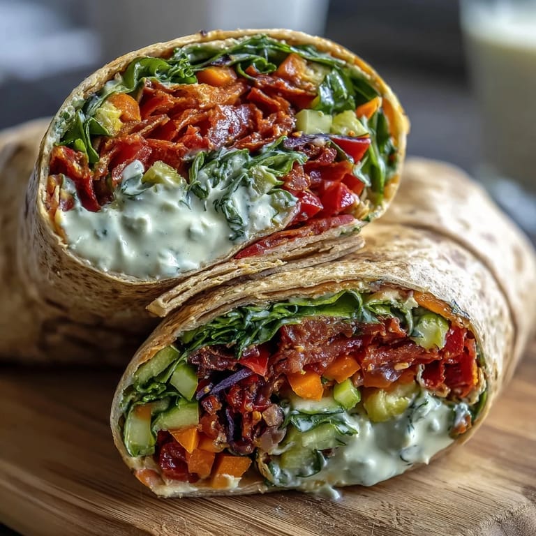 Colorful Field Trip Lunch Box wraps layered with fresh vegetables and creamy hummus, perfect for a nutritious packed meal on the go.