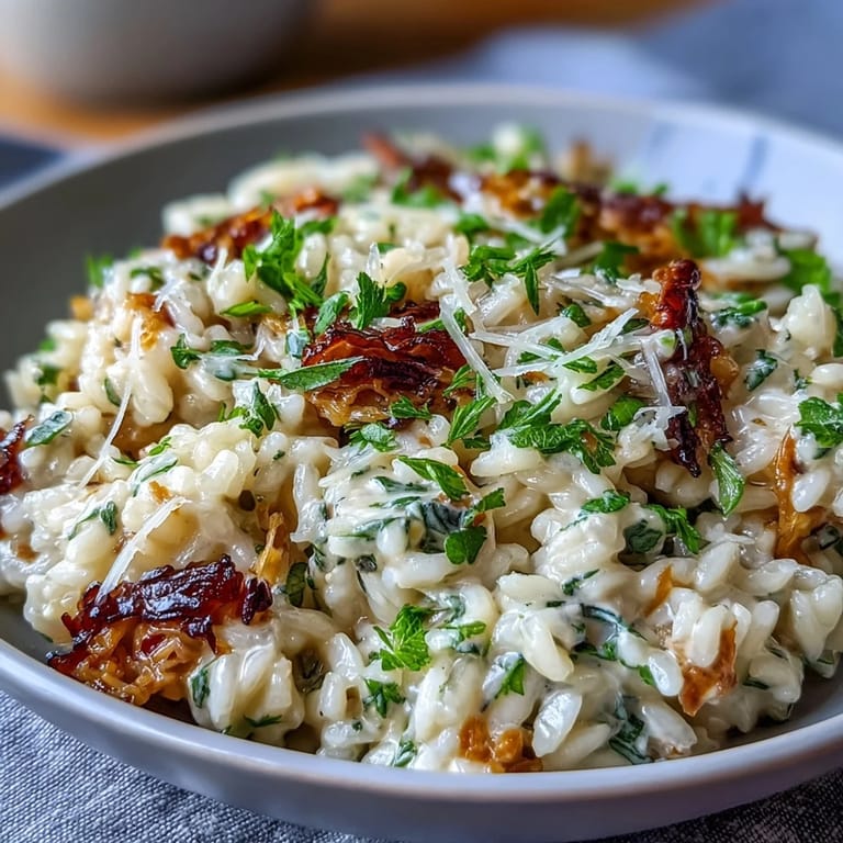 Aromatic pea and mint risotto, finished with butter and Parmesan, perfect for an elegant spring dinner party centerpiece.