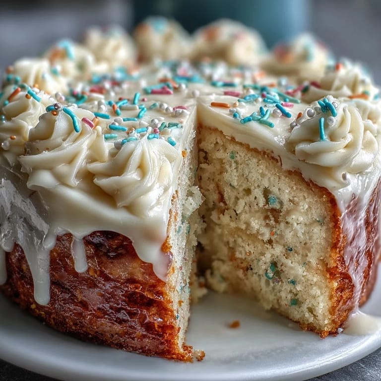 Vibrant confetti cake slices with creamy champagne frosting, a sweet graduation treat.