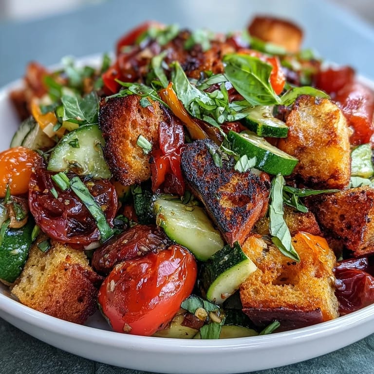Juicy tomatoes and crisp veggies shine in this delicious Summer Panzanella.