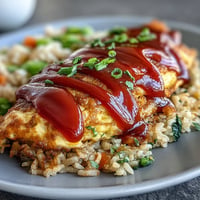 Japanese Omurice: fluffy egg cradles savory ketchup rice, a comforting dinner classic.